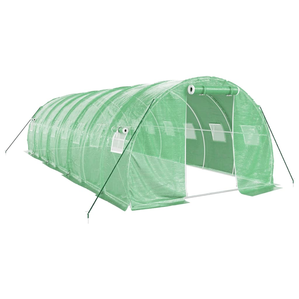Staklenik s čeličnim okvirom zeleni 24 m² 8 x 3 x 2 m