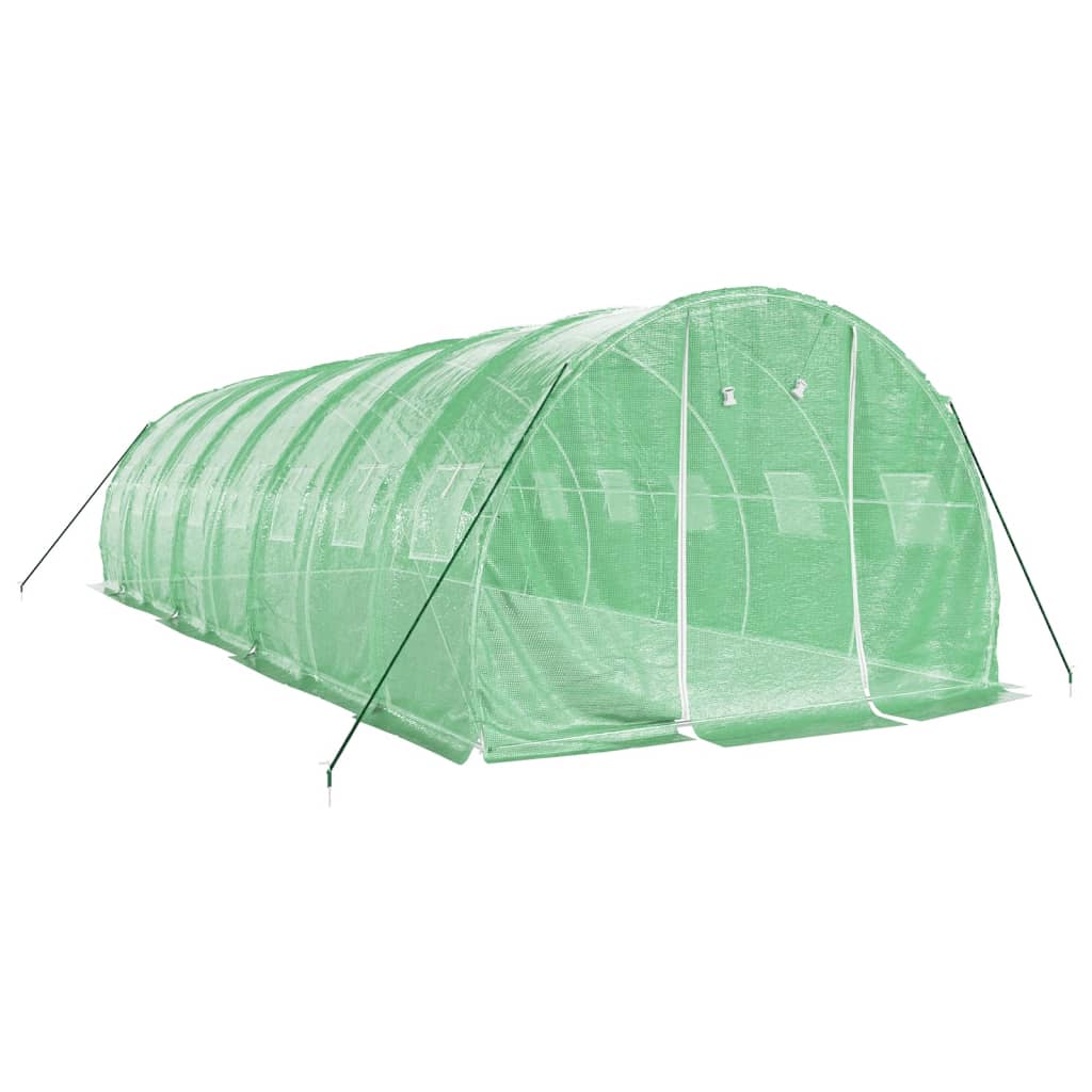 Staklenik s čeličnim okvirom zeleni 24 m² 8 x 3 x 2 m