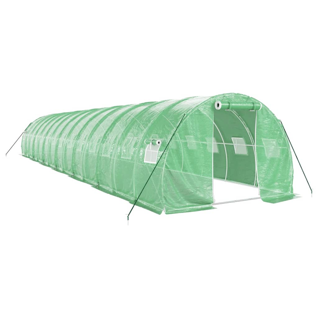 Staklenik s čeličnim okvirom zeleni 42 m² 14 x 3 x 2 m