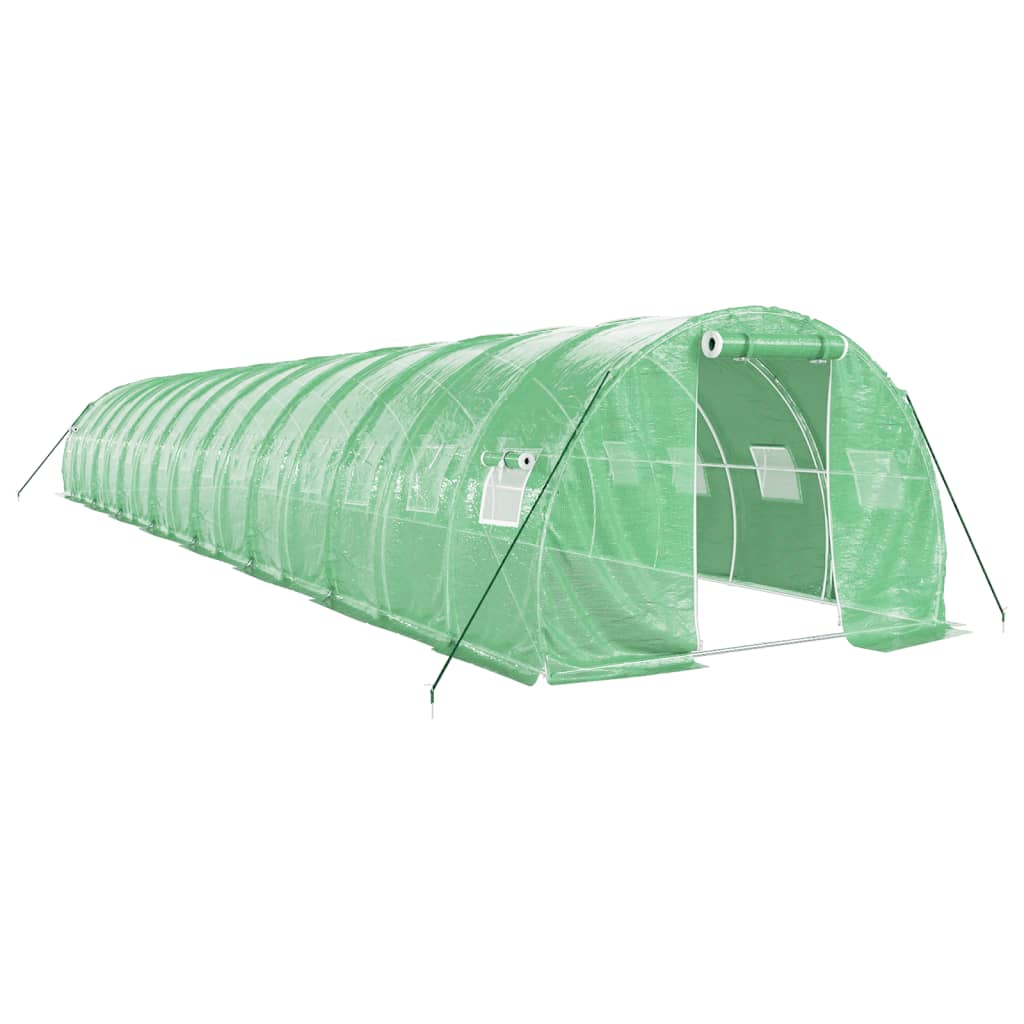 Staklenik s čeličnim okvirom zeleni 48 m² 16 x 3 x 2 m