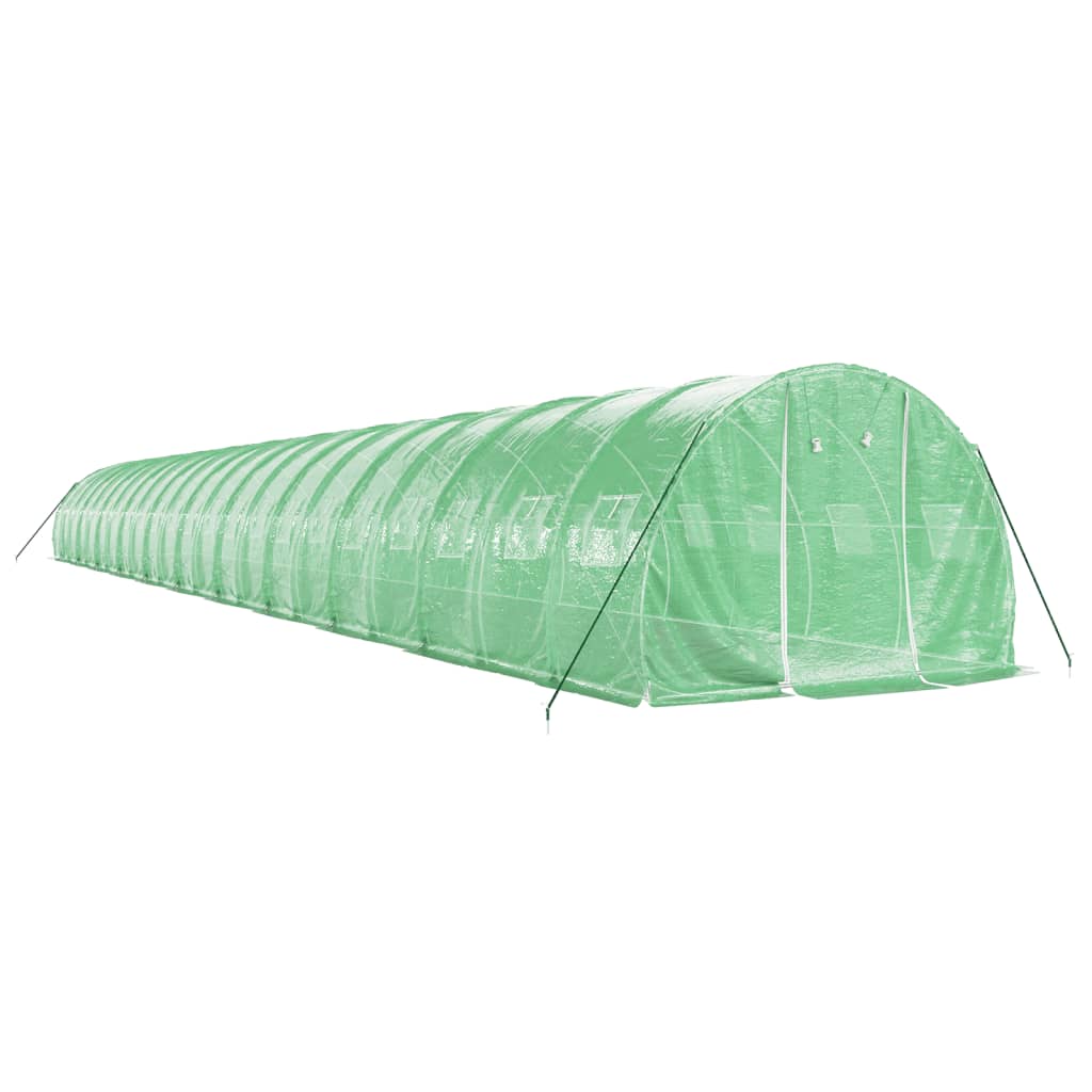 Staklenik s čeličnim okvirom zeleni 66 m² 22 x 3 x 2 m