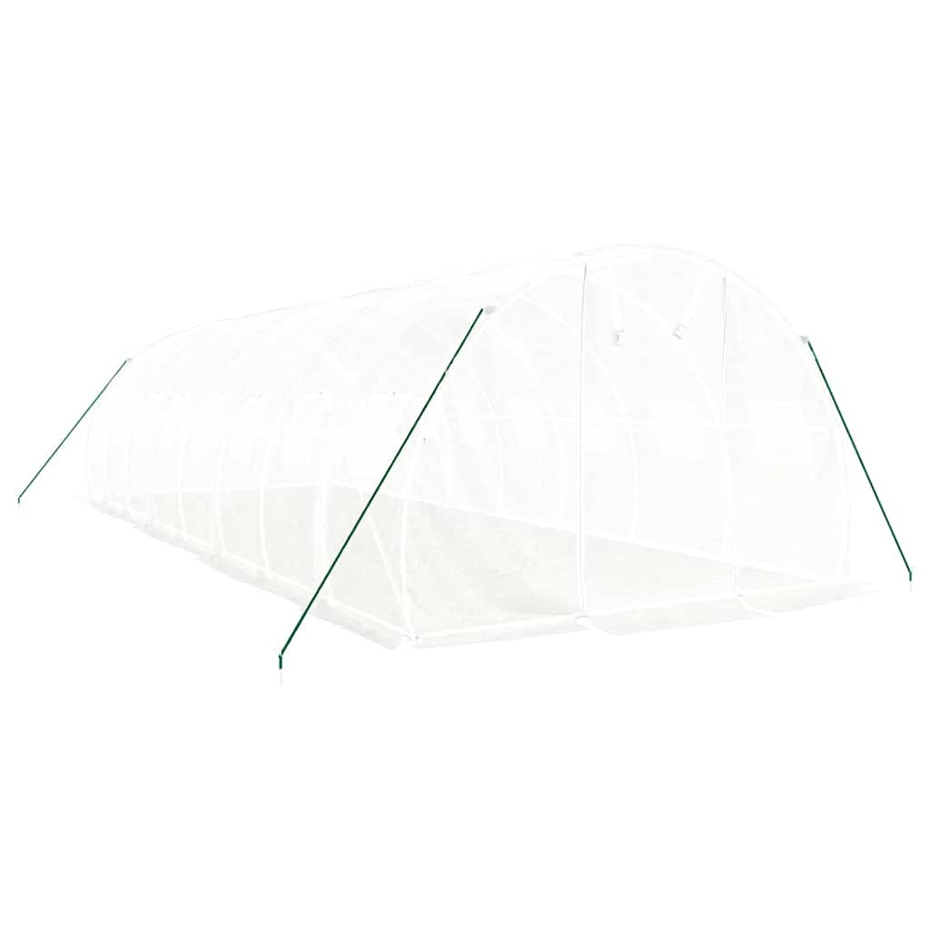 Staklenik s čeličnim okvirom bijeli 24 m² 8 x 3 x 2 m