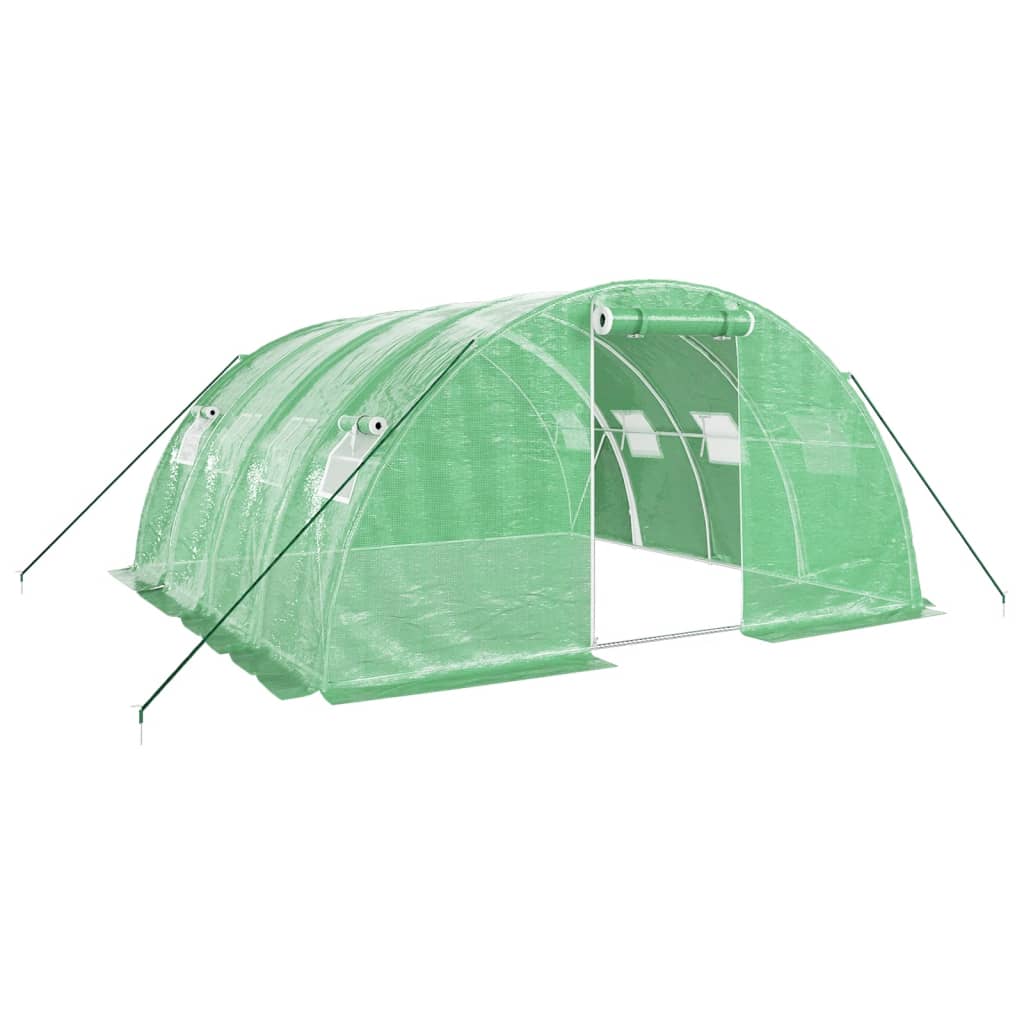 Staklenik s čeličnim okvirom zeleni 16 m² 4 x 4 x 2 m