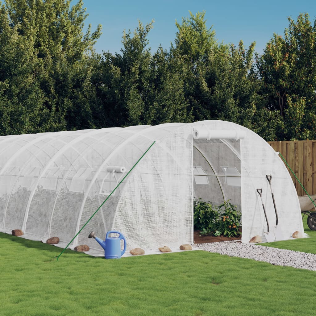 Staklenik s čeličnim okvirom bijeli 72 m² 18 x 4 x 2 m