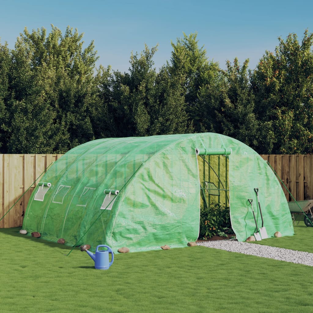 Staklenik s čeličnim okvirom zeleni 20 m² 5 x 4 x 2,3 m