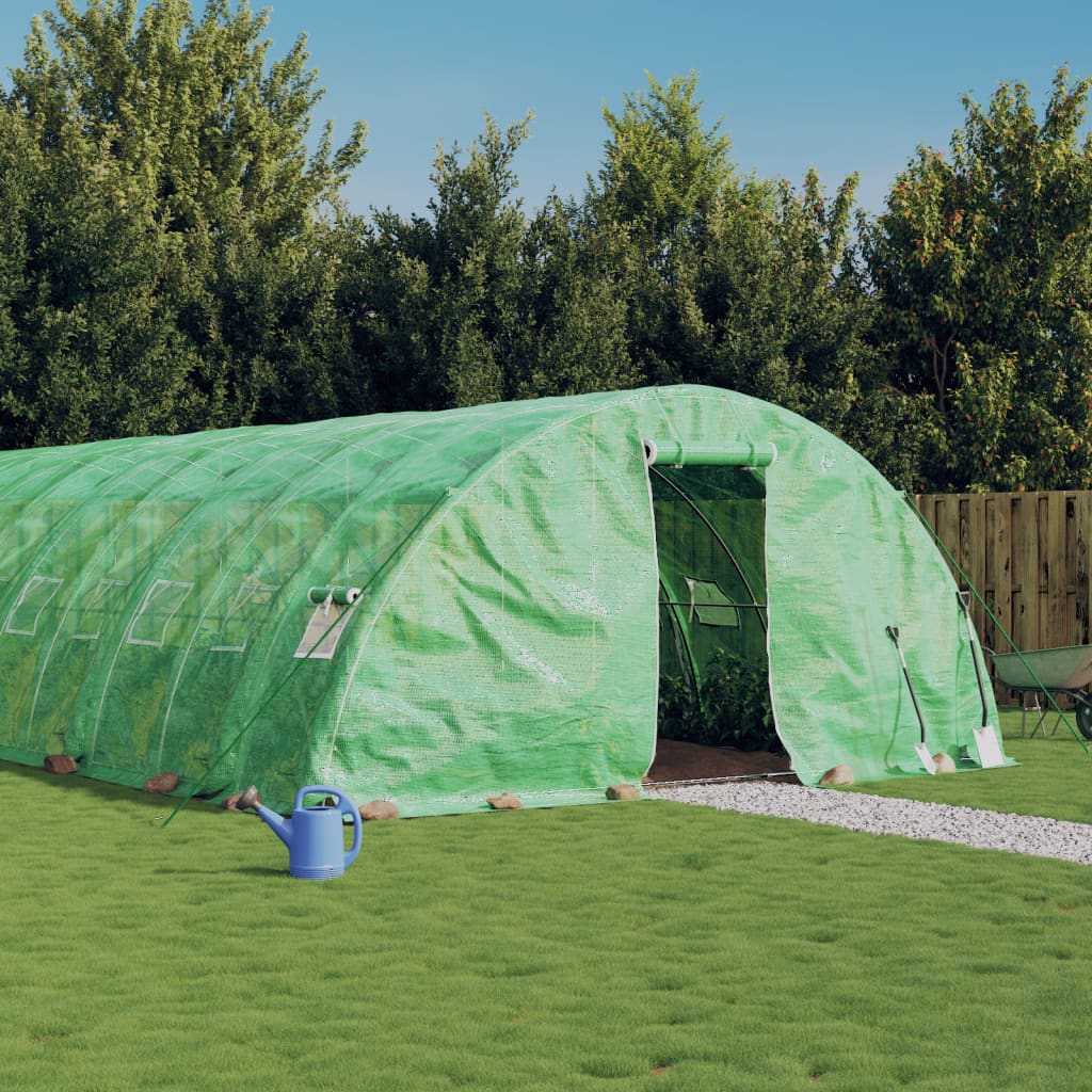Staklenik s čeličnim okvirom zeleni 40 m² 8 x 5 x 2,3 m