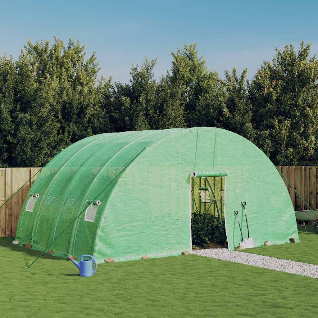 Staklenik s čeličnim okvirom zeleni 24 m² 6x4x2,85 m