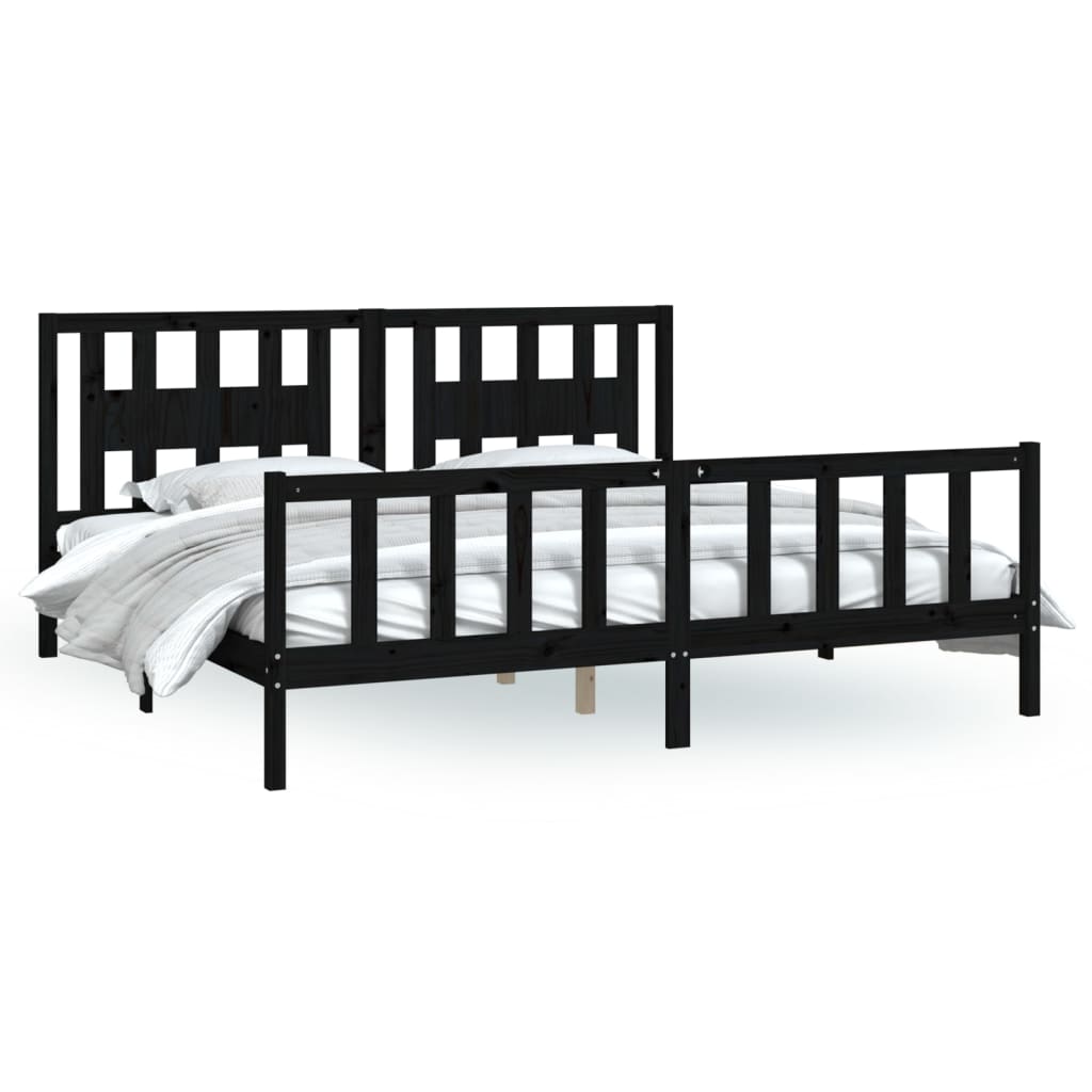 Okvir za krevet s uzglavljem crni masivna borovina 200 x 200 cm