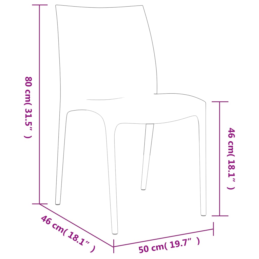 Vrtne stolice 2 kom antracit 50 x 46 x 80 cm od polipropilena