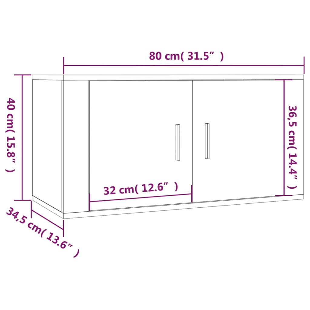 Zidni TV ormarići 2 kom bijeli 80 x 34,5 x 40 cm