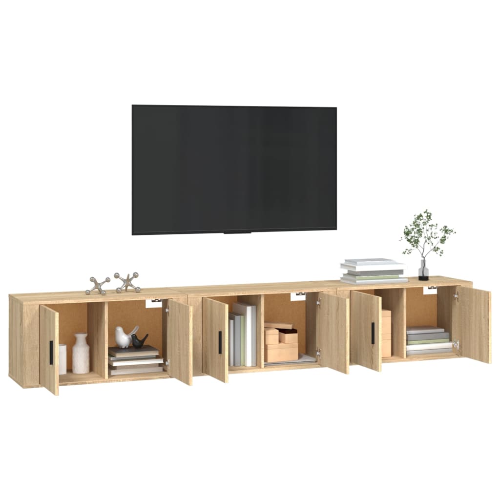 Zidni TV ormarići 3 kom boja hrasta sonome 80x34,5x40 cm