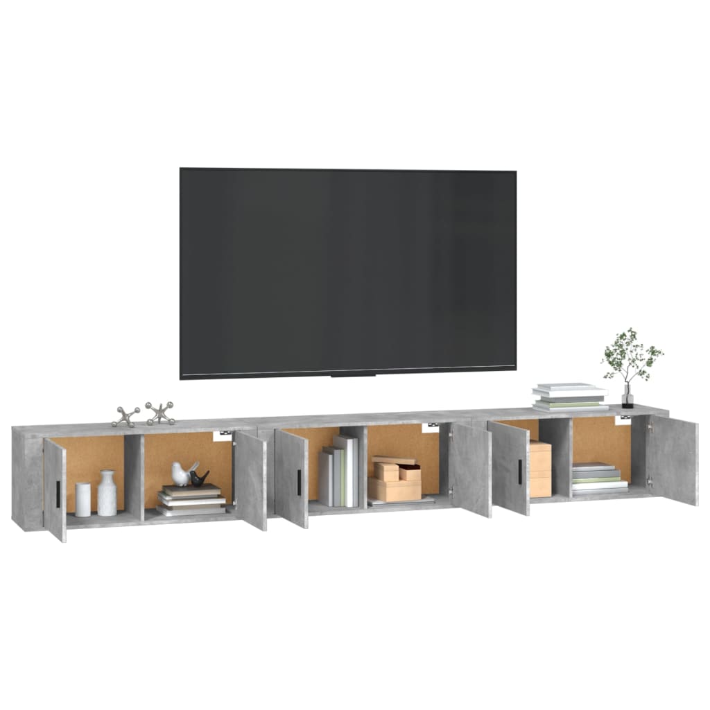 Zidni TV ormarići 3 kom siva boja betona 100 x 34,5 x 40 cm