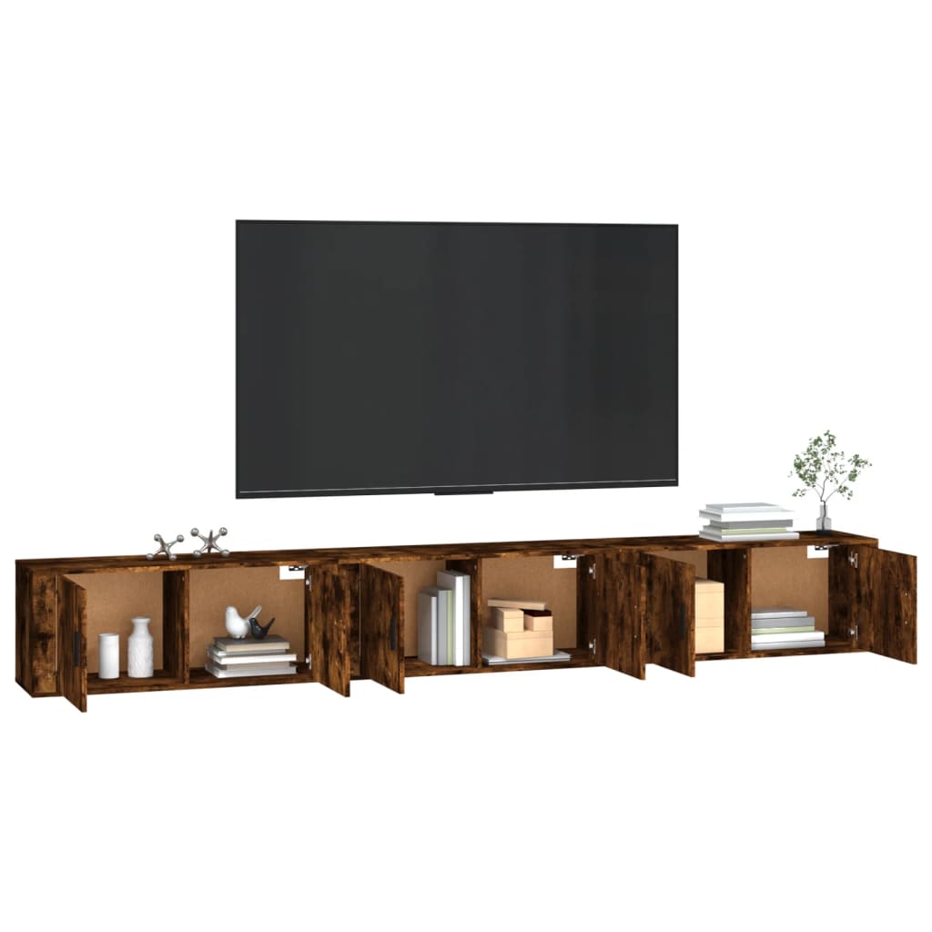 Zidni TV ormarići 3 kom boja dimljenog hrasta 100x34,5x40 cm