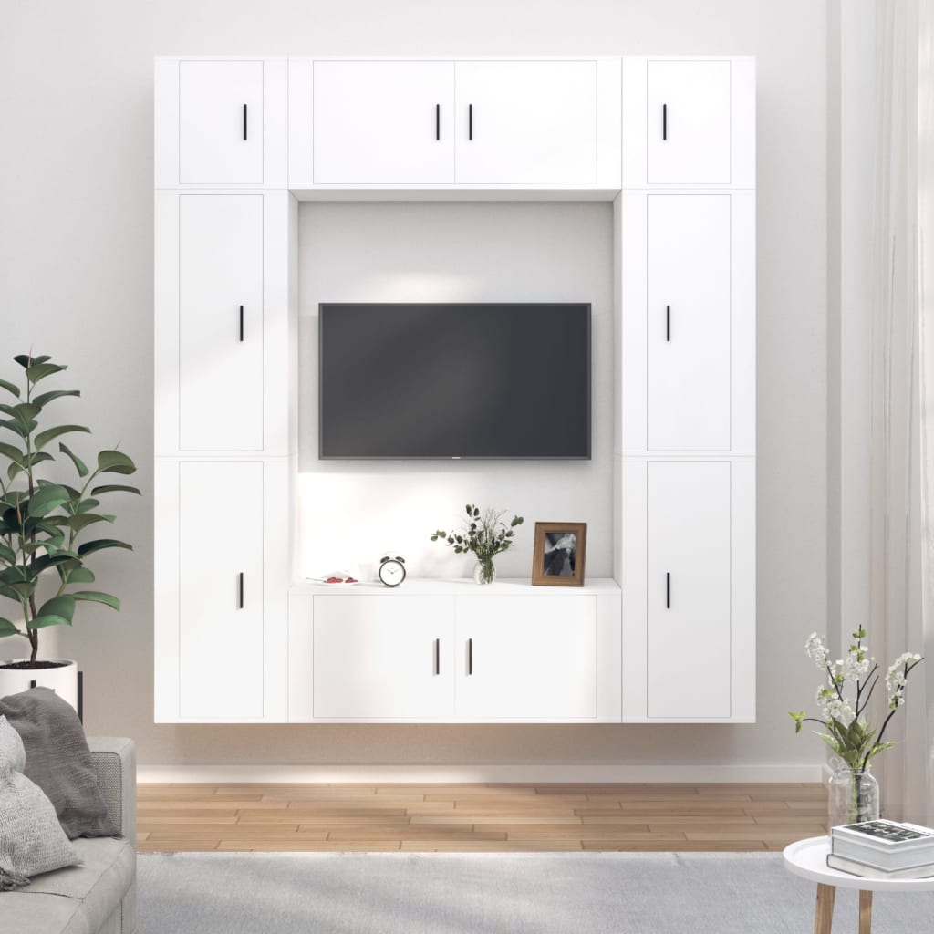 8-dijelni set TV ormarića bijeliod konstruiranog drva