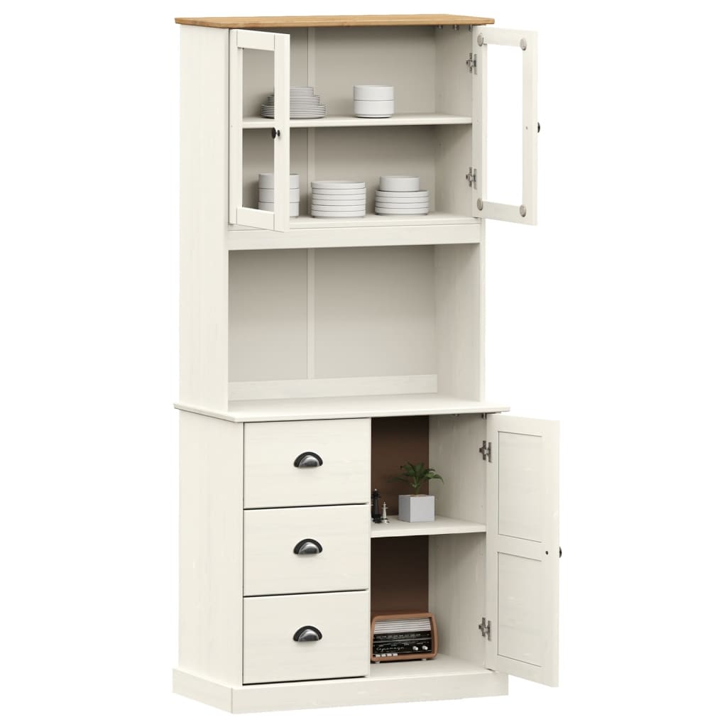 Visoka komoda VIGO bijela 78 x 40 x 175 cm od masivne borovine
