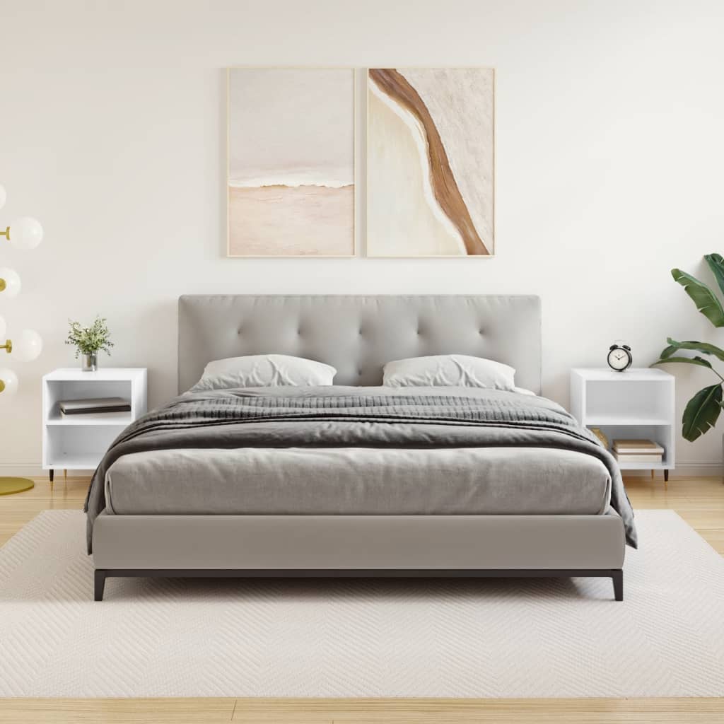 Noćni ormarići 2 kom sjajni bijeli 40x30x50cm konstruirano drvo