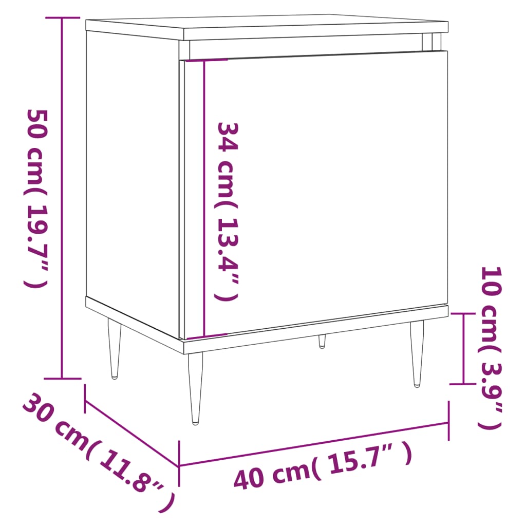 Noćni ormarići 2 kom boja dimljenog hrasta 40x30x50 cm drveni