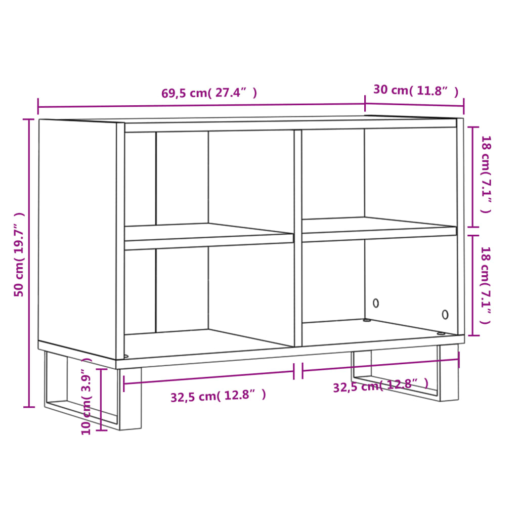 TV ormarić bijeli 69,5 x 30 x 50 cm od konstruiranog drva