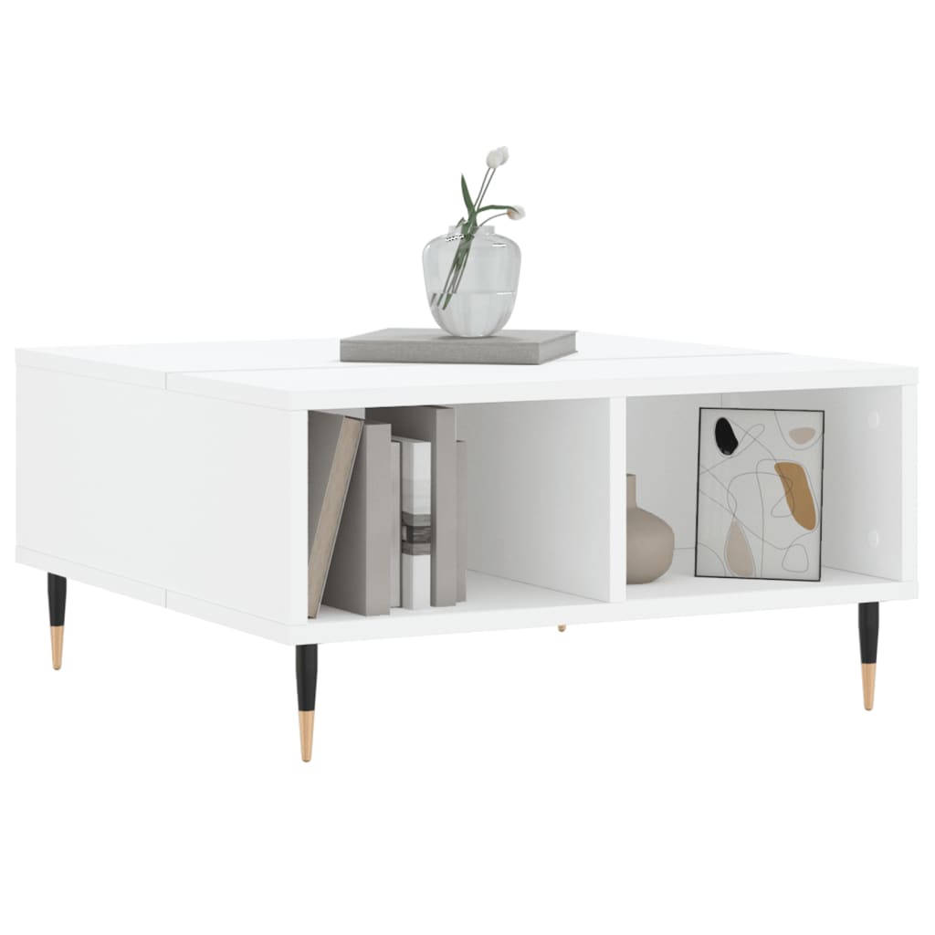 Stolić za kavu bijeli 60 x 60 x 30 cm od konstruiranog drva