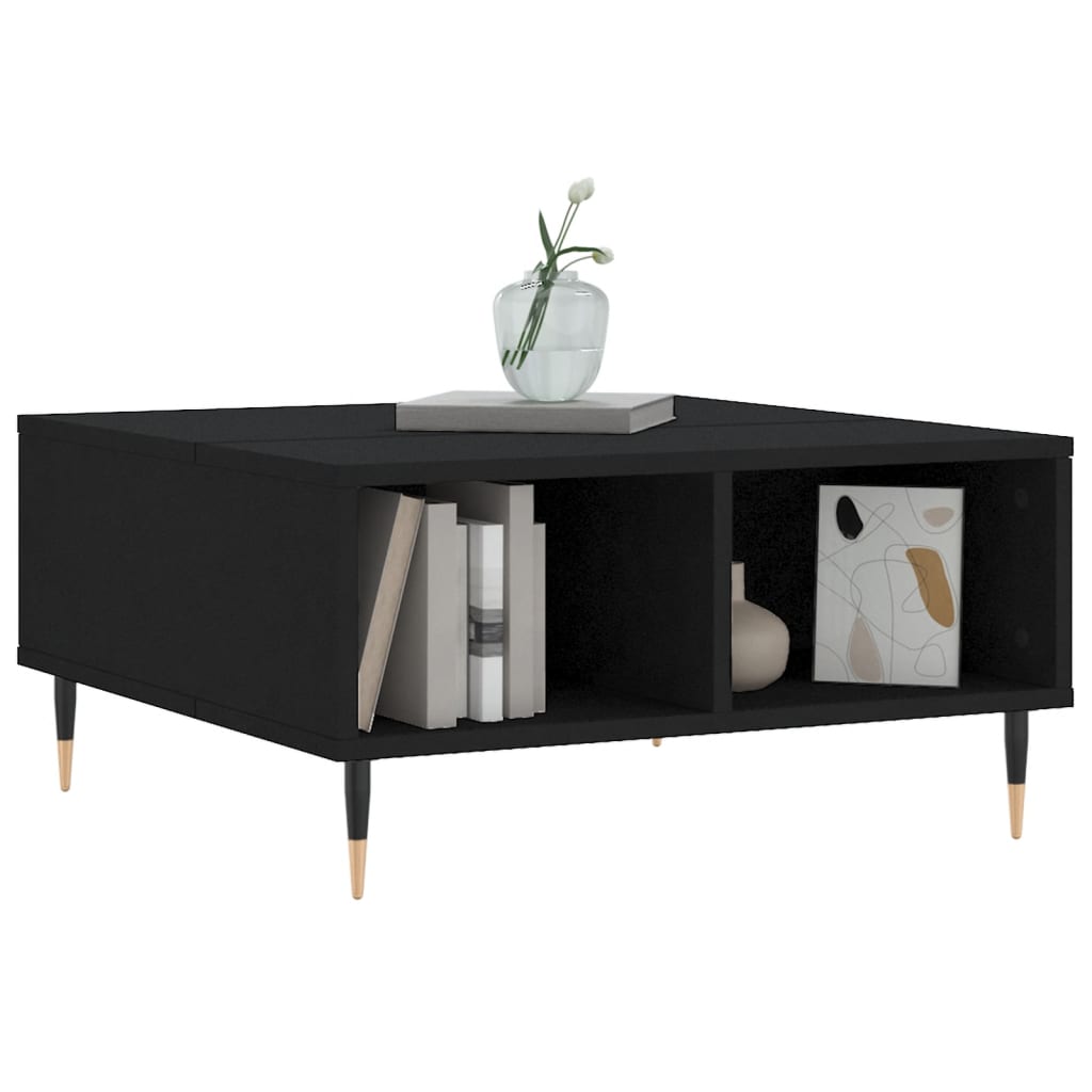 Stolić za kavu crni 60 x 60 x 30 cm od konstruiranog drva