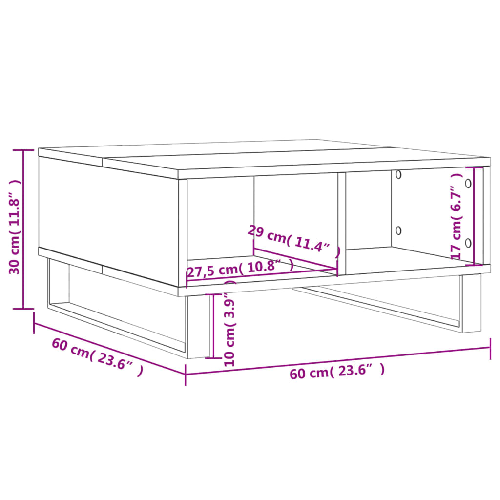 Stolić za kavu bijeli 60 x 60 x 30 cm od konstruiranog drva