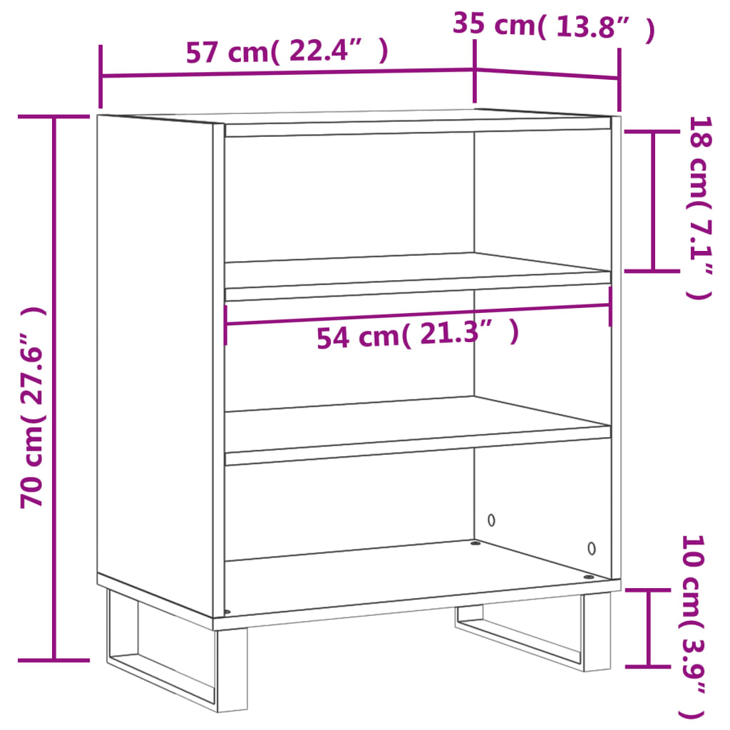 Komoda sjajna bijela 57 x 35 x 70 cm od konstruiranog drva