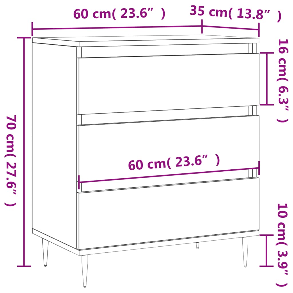 Komoda sivog hrasta sonome 60x35x70 cm od konstruiranog drva