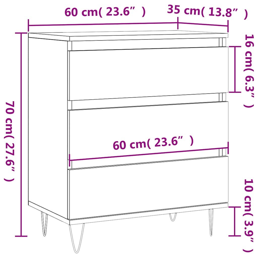 Komoda crna 60 x 35 x 70 cm od konstruiranog drva