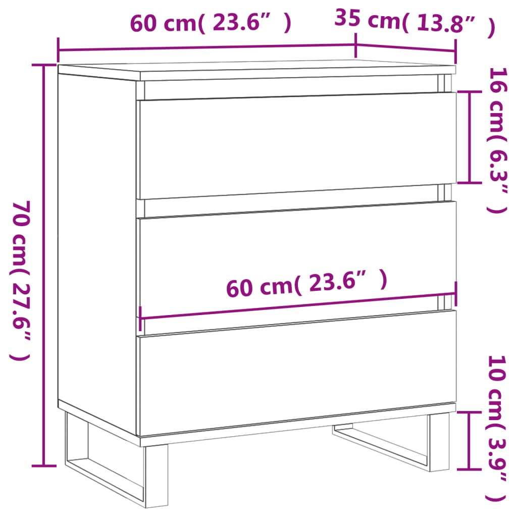 Komoda sivog hrasta sonome 60x35x70 cm od konstruiranog drva