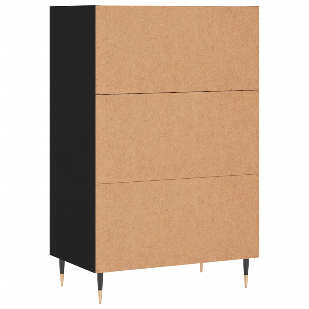 Visoka komoda crna 57 x 35 x 90 cm od konstruiranog drva