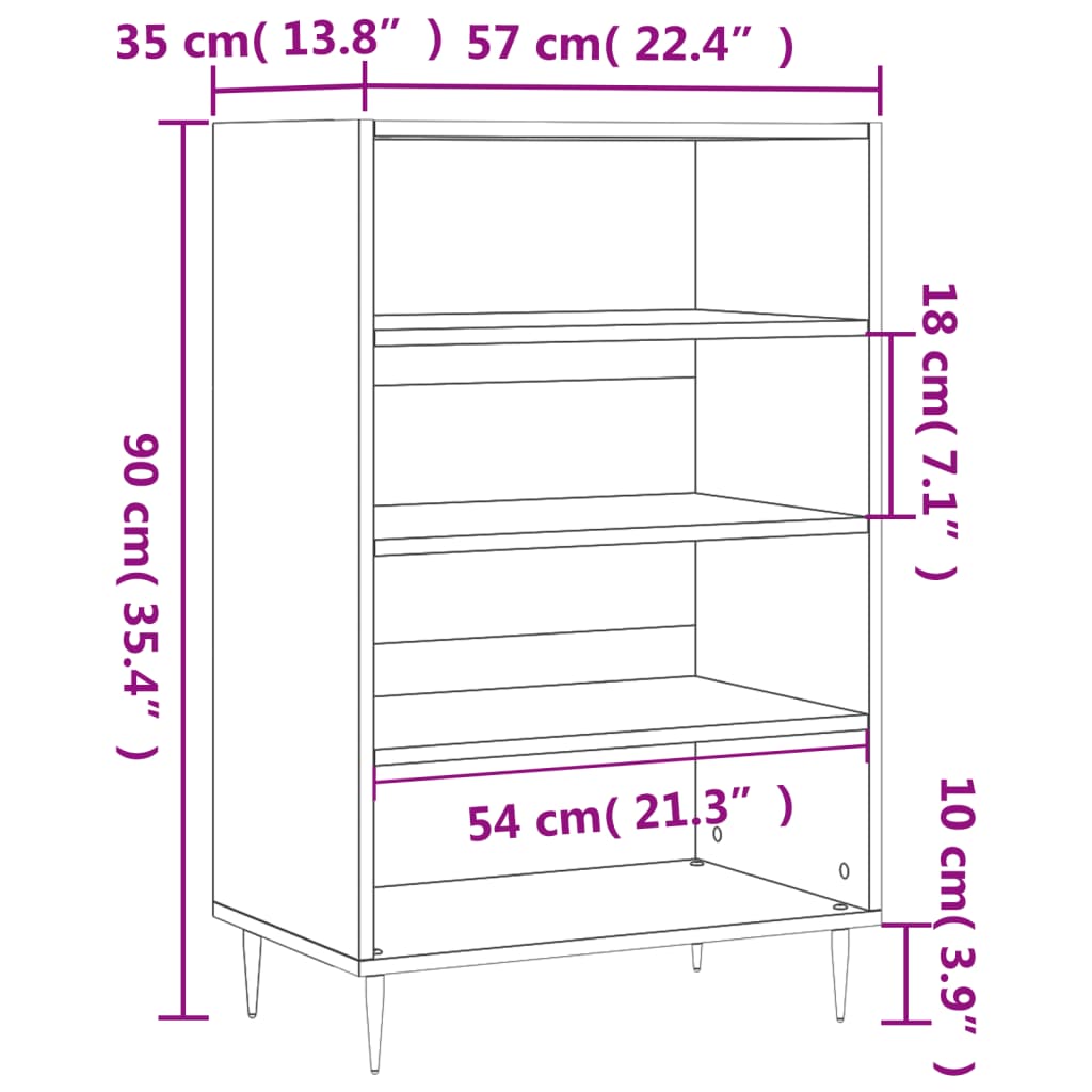 Visoka komoda siva boja betona 57x35x90 cm konstruirano drvo