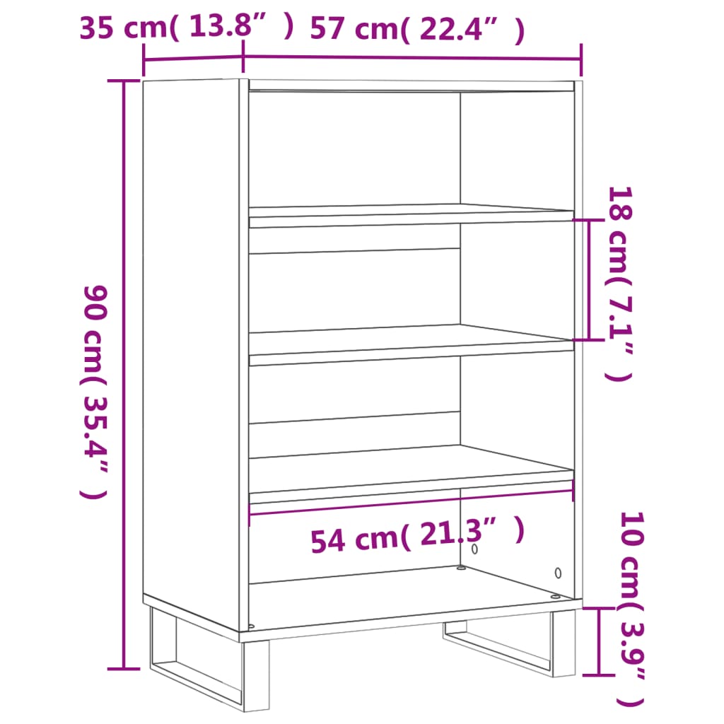 Visoka komoda bijela 57 x 35 x 90 cm od konstruiranog drva