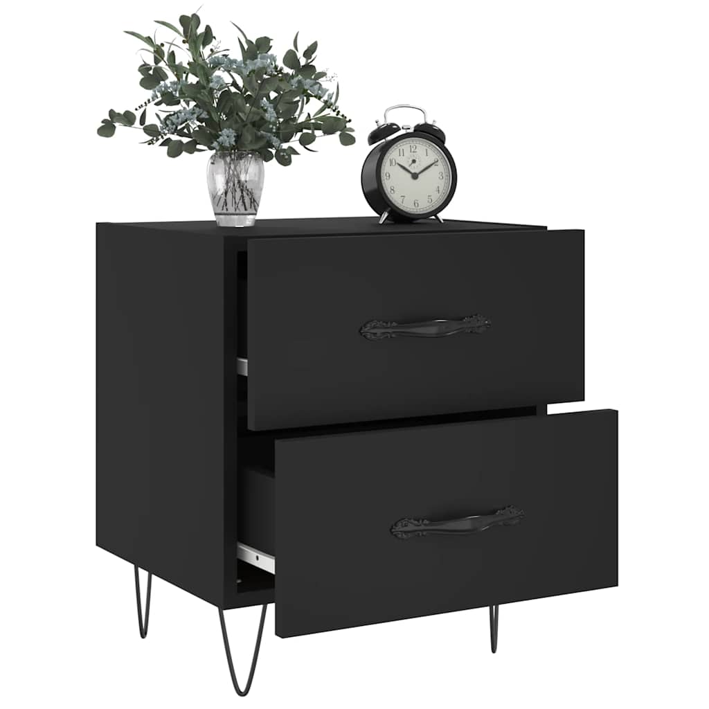 Noćni ormarići 2 kom crni 40 x 35 x 47,5 cm konstruirano drvo
