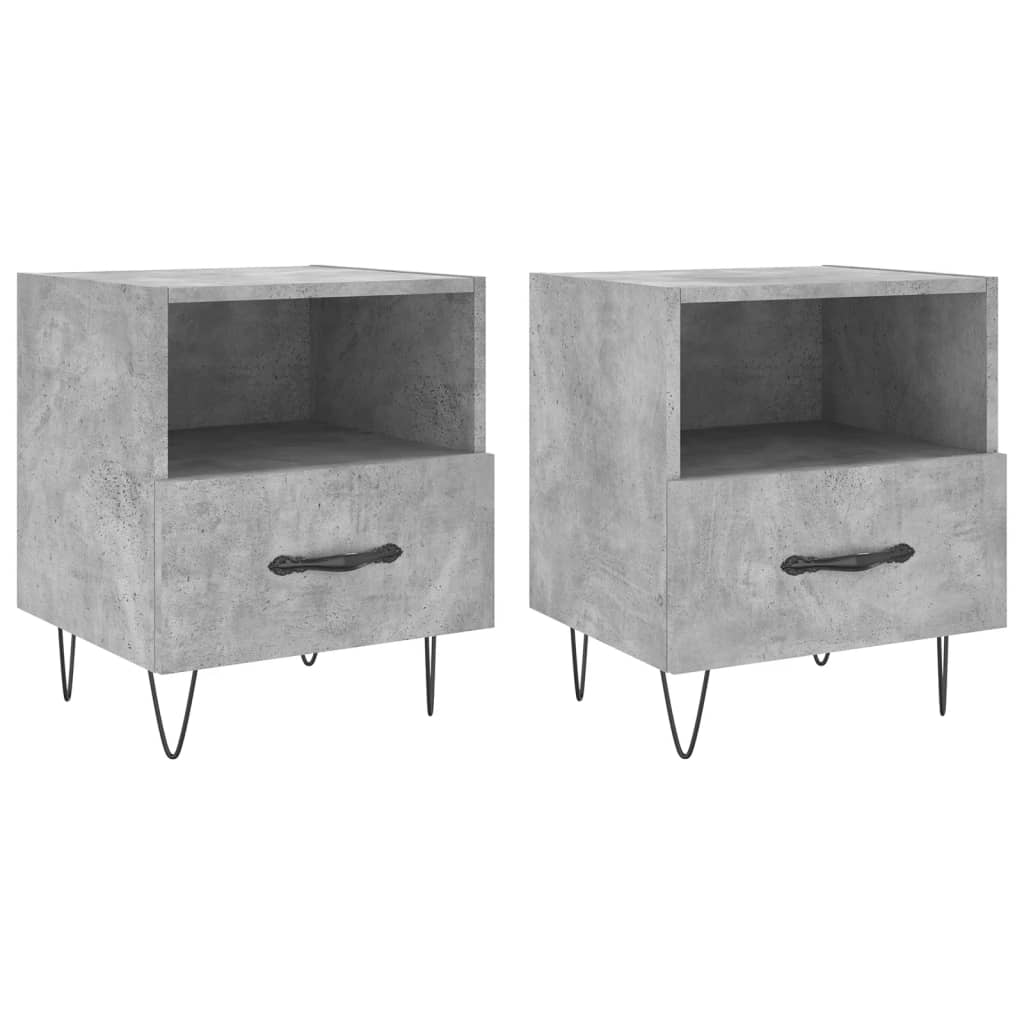 Noćni ormarići 2 kom boja betona 40x35x47,5cm konstruirano drvo