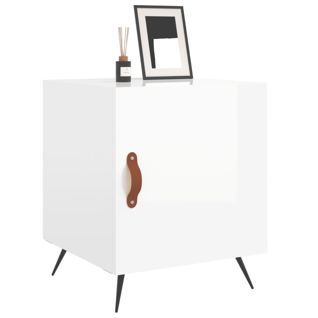 Noćni ormarići 2 kom sjajni bijeli 40x40x50cm konstruirano drvo