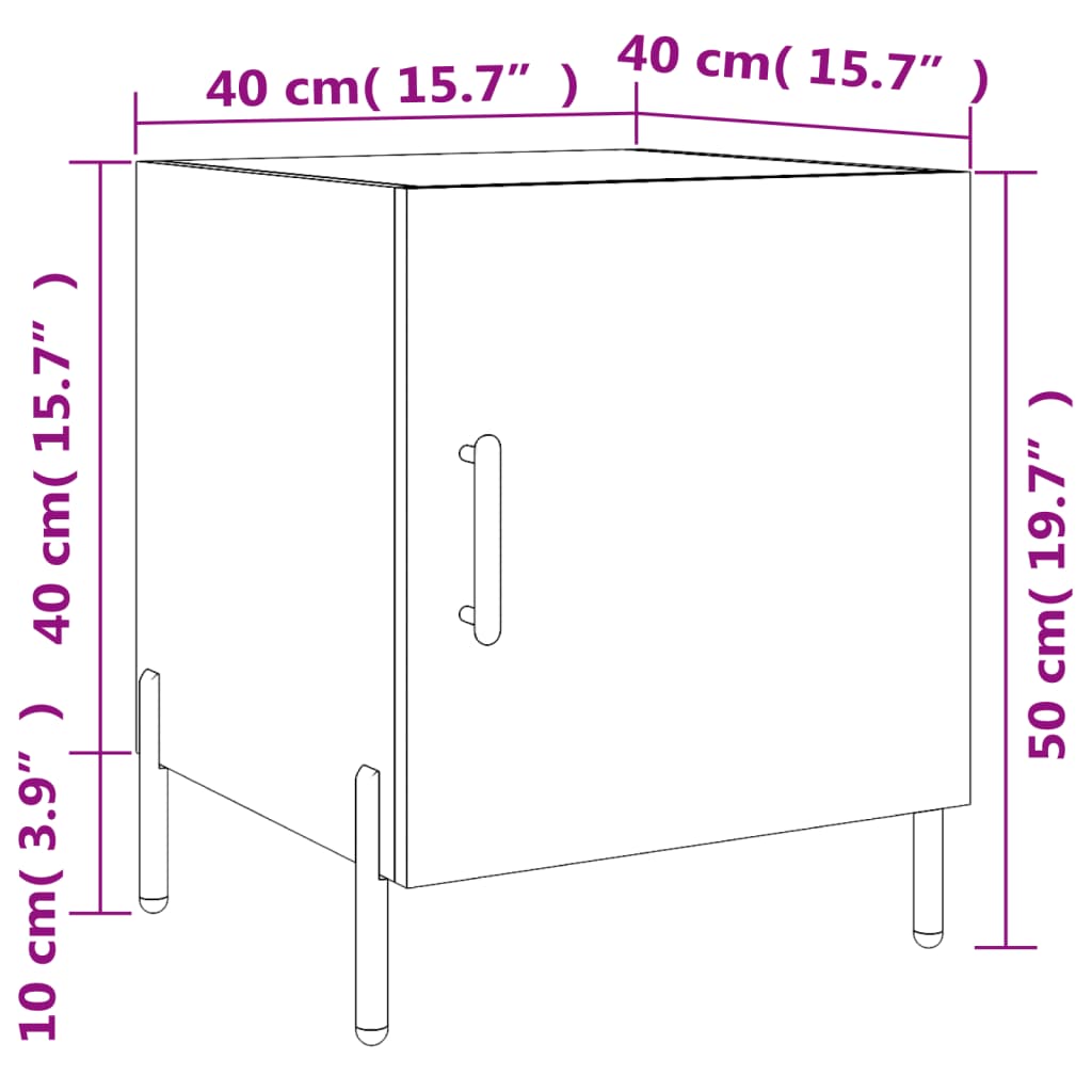 Noćni ormarići 2 kom crni 40 x 40 x 50 cm od konstruiranog drva