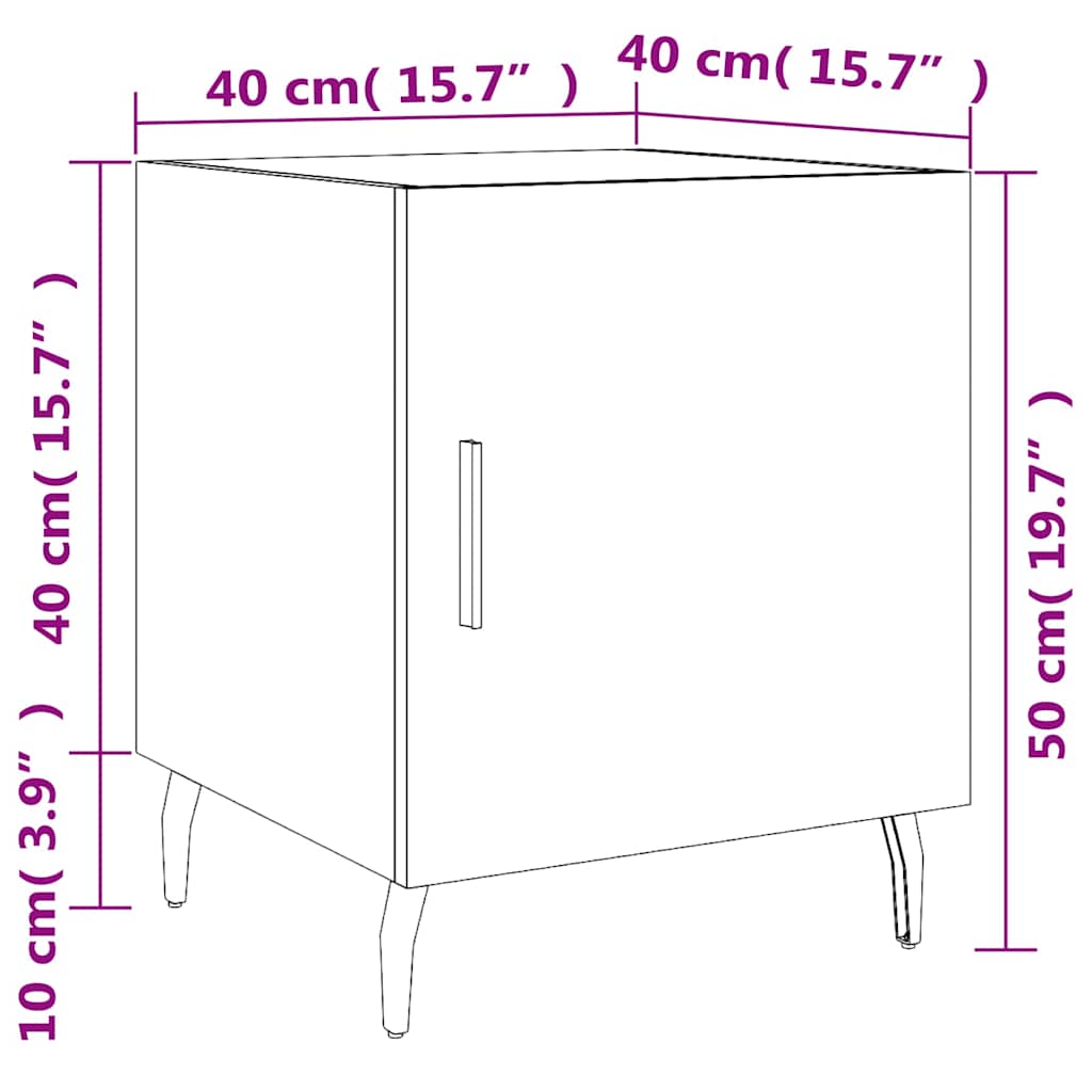 Noćni ormarić bijeli 40 x 40 x 50 cm od konstruiranog drva