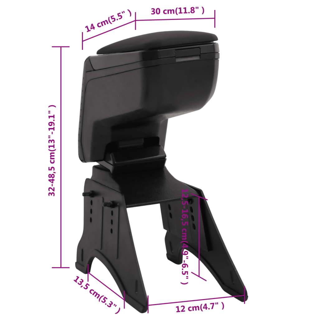 Naslon za ruke za automobil crni 14 x 30 x (32 - 48,5) cm ABS
