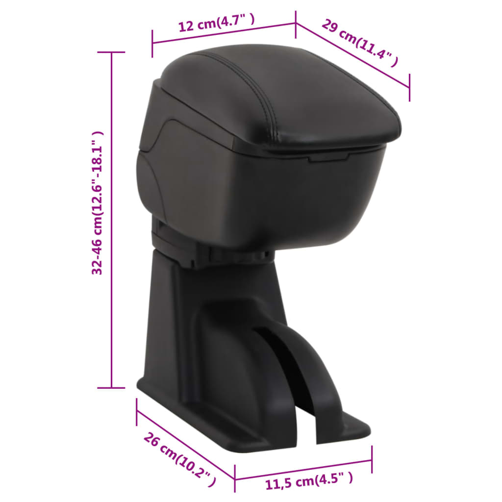 Naslon za ruke za automobil crni 12x29x(32-46) cm ABS