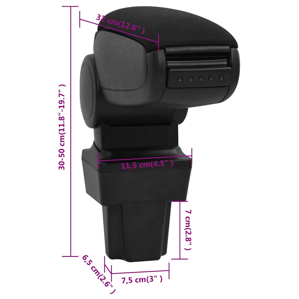 Naslon za ruke za automobil crni 11,5 x 32 x (30 - 50) cm ABS