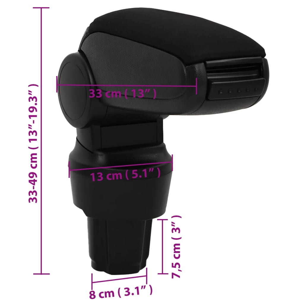 Naslon za ruke za automobil crni 13 x 33 x (33 - 49) cm ABS