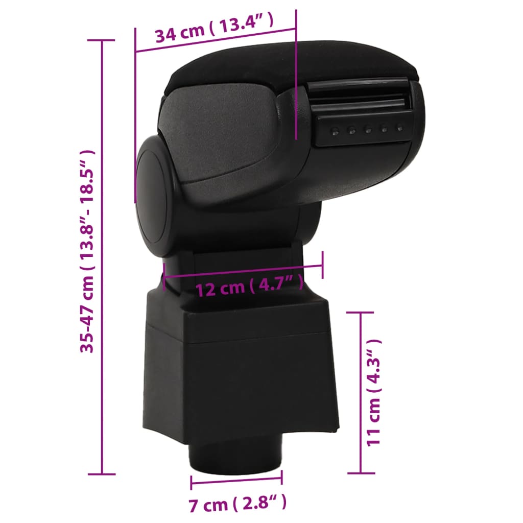 Naslon za ruke za automobil crni 12 x 34 x (35 - 47) cm ABS