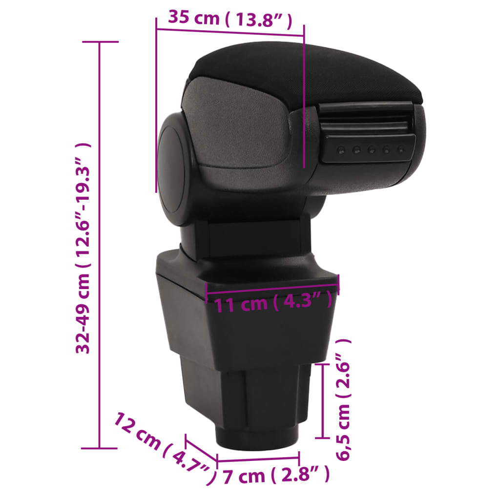 Naslon za ruke za automobil crni 11 x 35 x (32 - 49) cm ABS