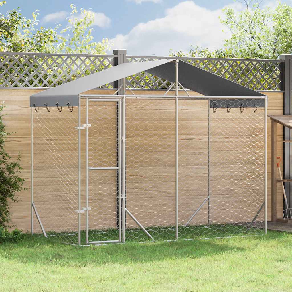 Vanjski kavez za pse s krovom srebrni 3 x 1,5 x 2,5 m čelični