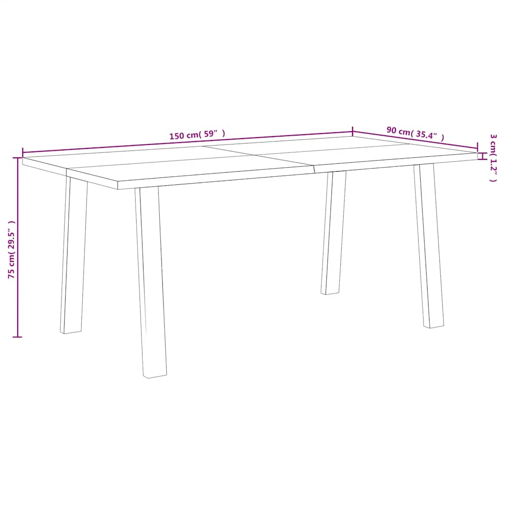 Blagovaonski stol 150 x 90 x 75 cm od masivnog bagremovog drva
