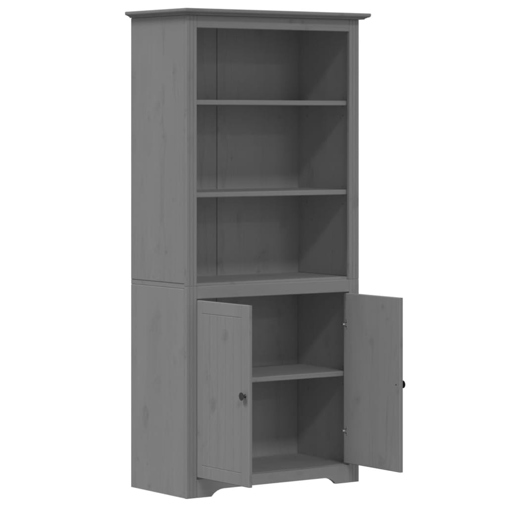Regal za knjige BODO sivi 80x40x173 cm od masivne borovine