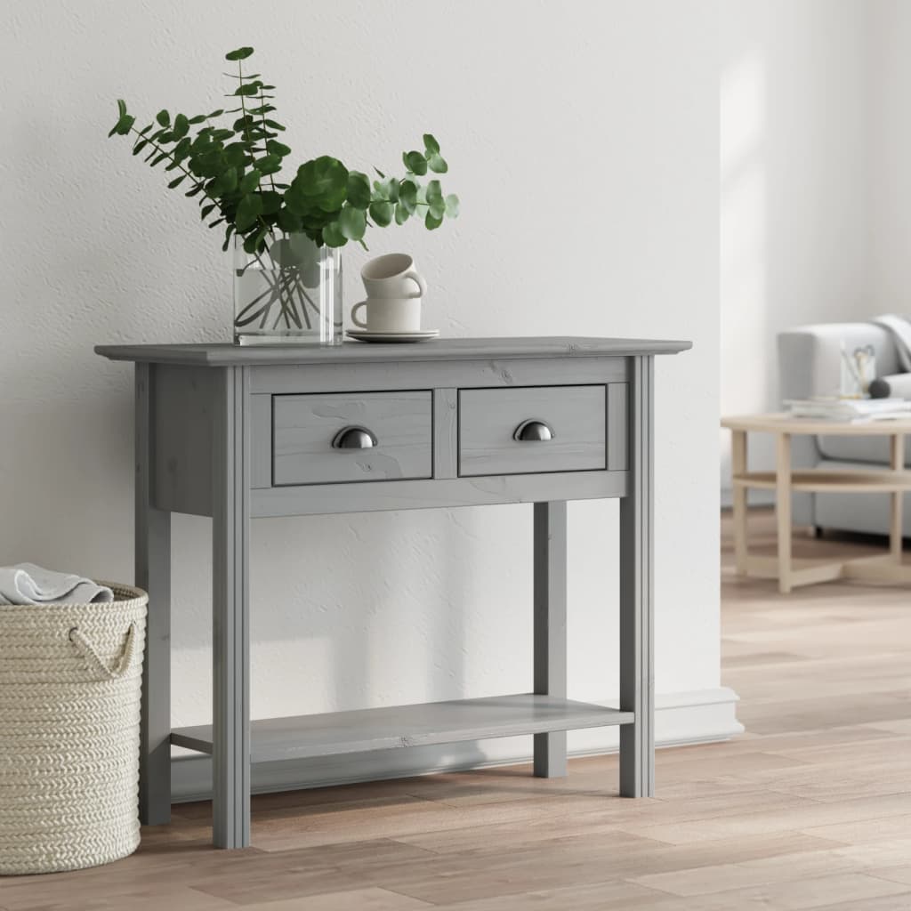 Konzolni stol BODO sivi 91 x 35 x 74 cm od masivne borovine