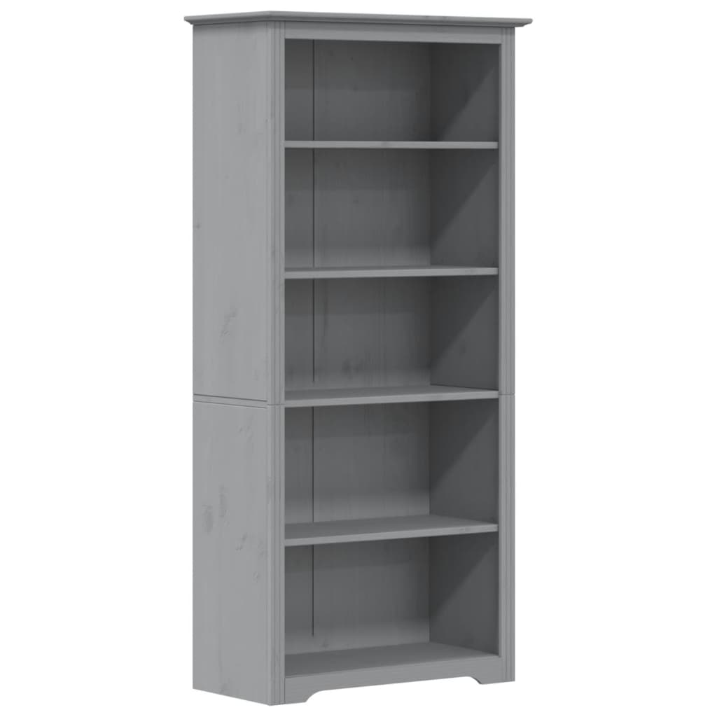 Regal za knjige BODO sivi 82x40x173 cm od masivne borovine