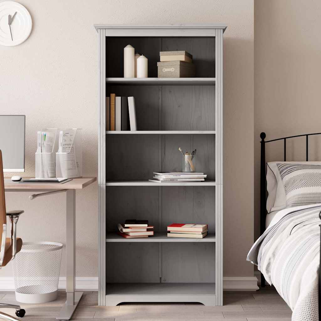 Regal za knjige BODO sivi 82x40x173 cm od masivne borovine