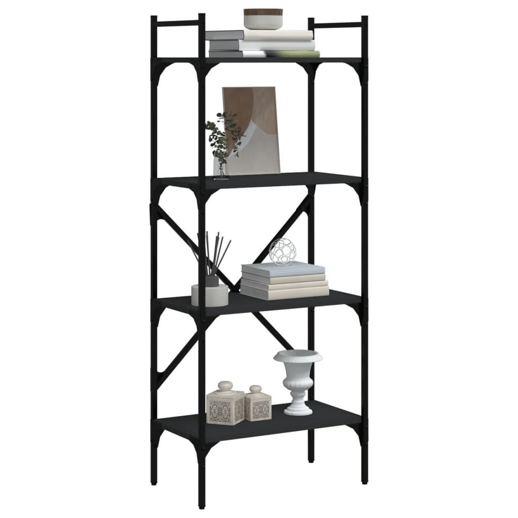 Regal za knjige 4 razine crni 56x31,5x138,5cm konstruirano drvo